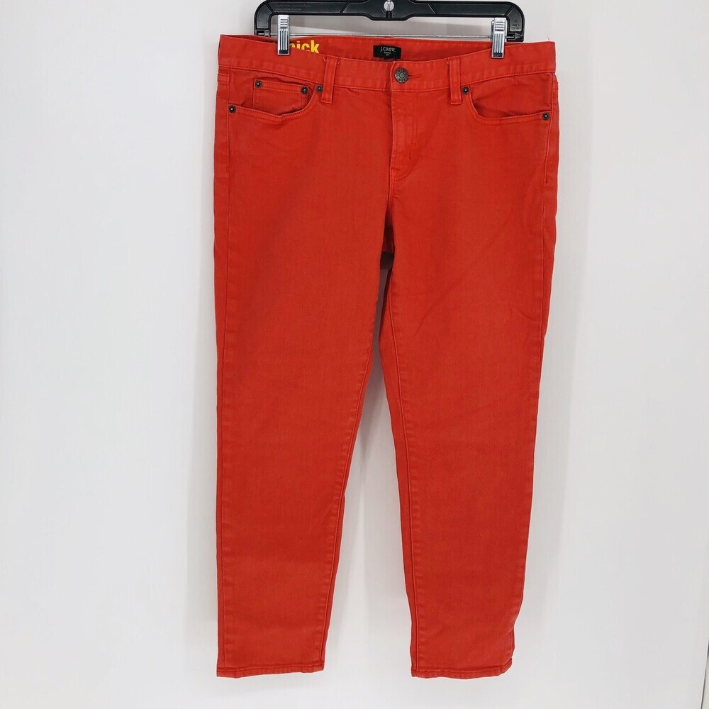 J. Crew Factory Women's Toothpick Garment Dyed Coral Denim Skinny Jean Size 32
